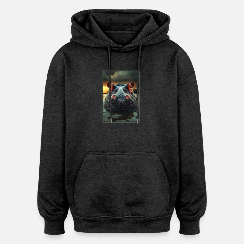 Hippopotame Hippopotame - Sweat à capuche oversize unisexe - charbon