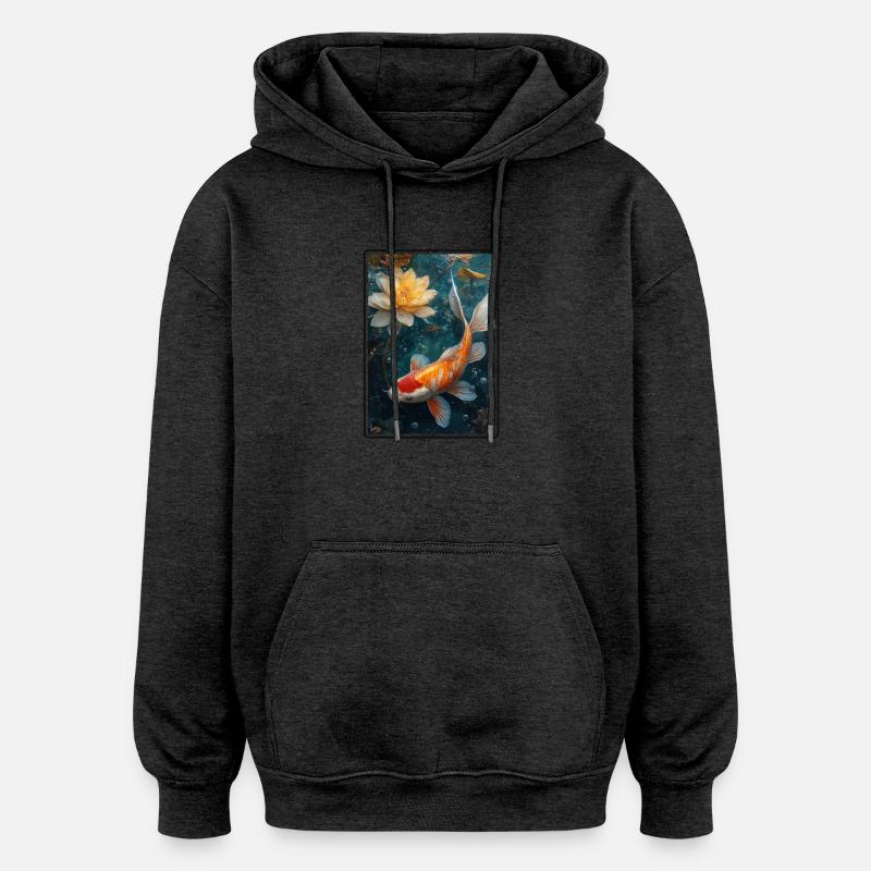 Koi Koi Carpe - Sweat à capuche oversize unisexe - charbon