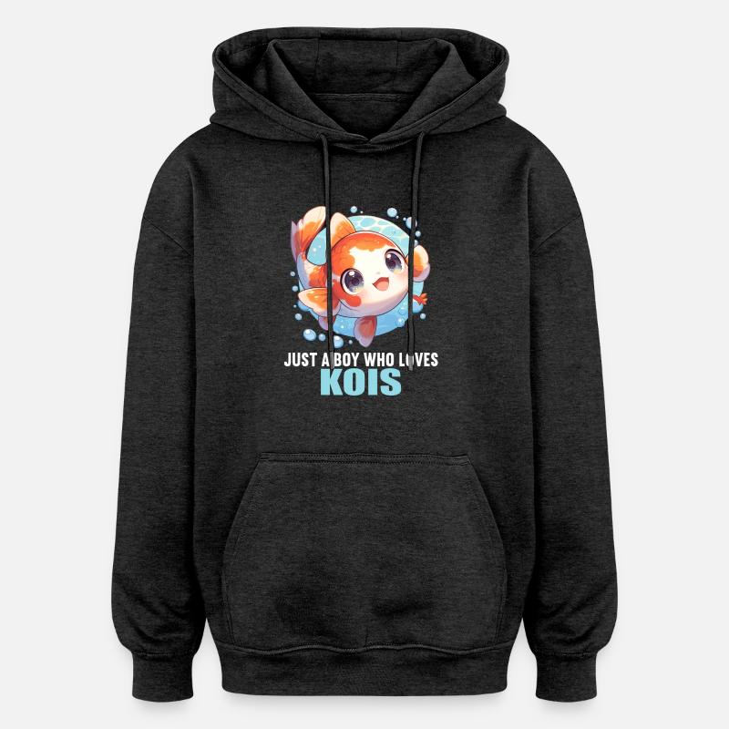 Koi Koi Carpe - Sweat à capuche oversize unisexe - charbon