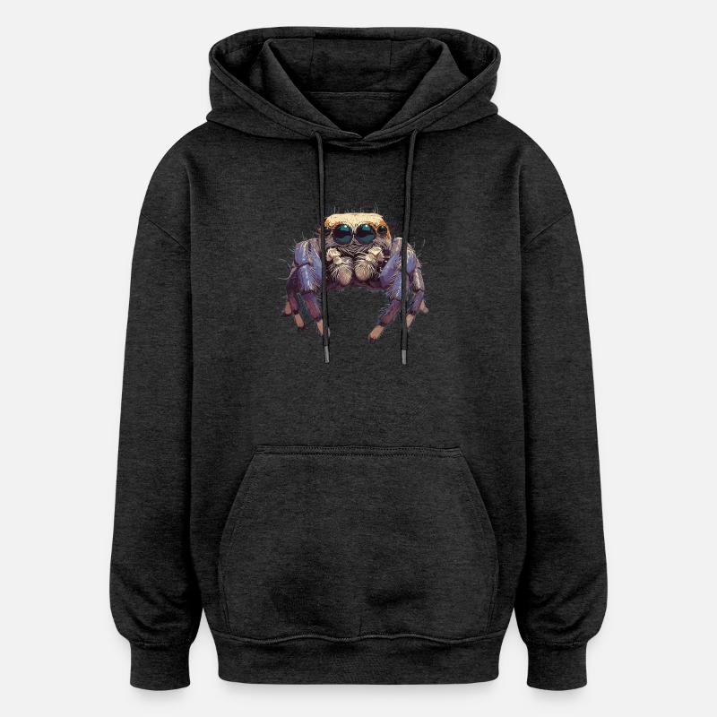 Araignée sauteuse Springspinnen Springspinne - Sweat à capuche oversize unisexe - charbon