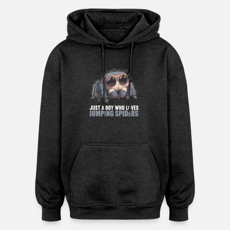 Araignée sauteuse Springspinnen Springspinne - Sweat à capuche oversize unisexe - charbon