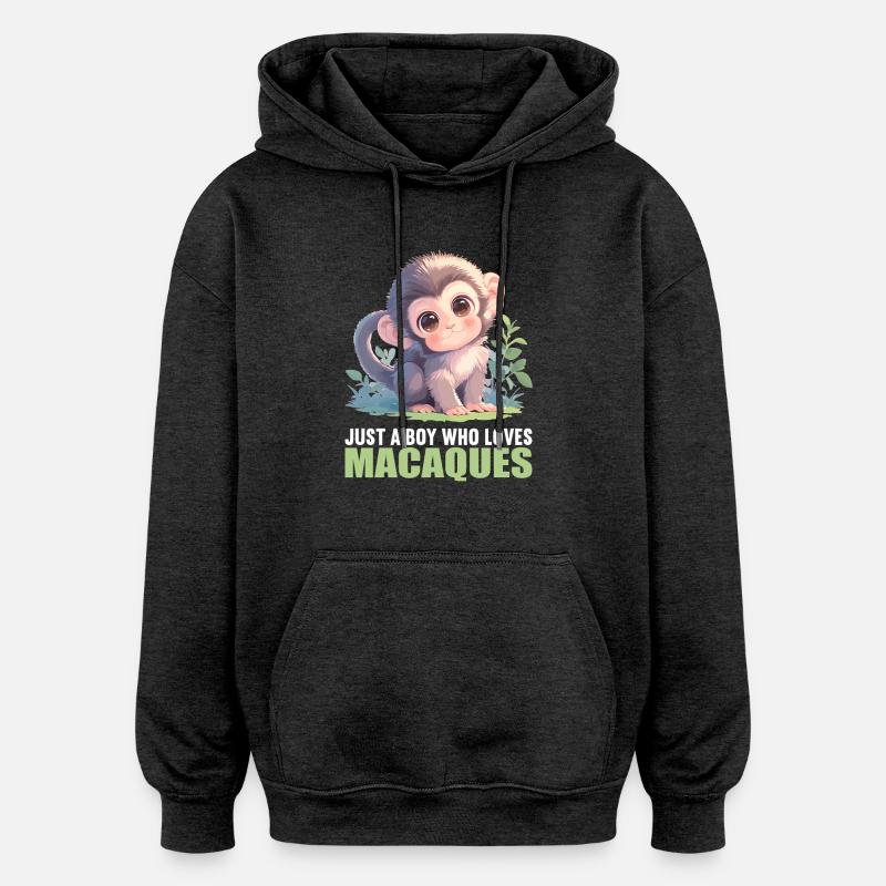 Macaque Macaque - Sweat à capuche oversize unisexe - charbon