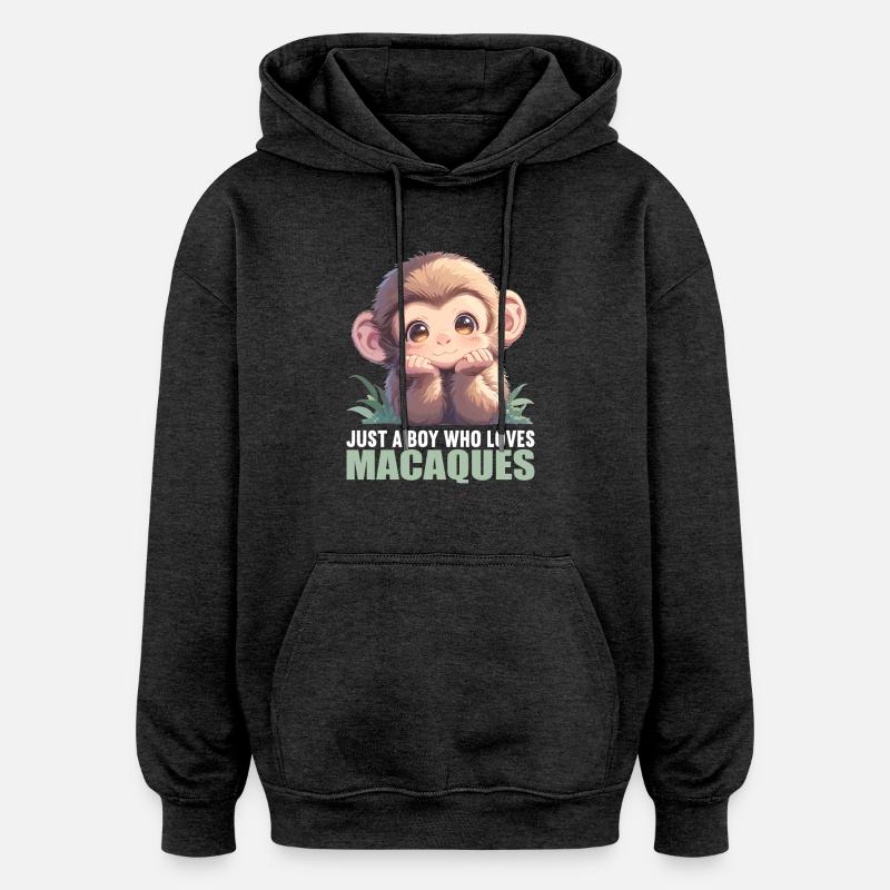 Macaque Macaque - Sweat à capuche oversize unisexe - charbon