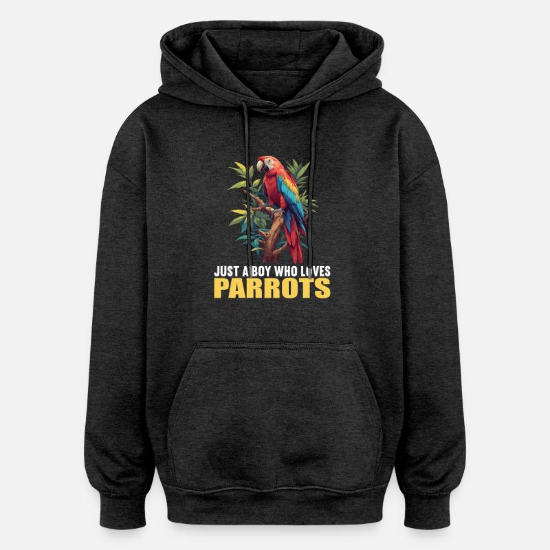 Perroquet Perroquet Perroquet - Sweat à capuche oversize unisexe - charbon