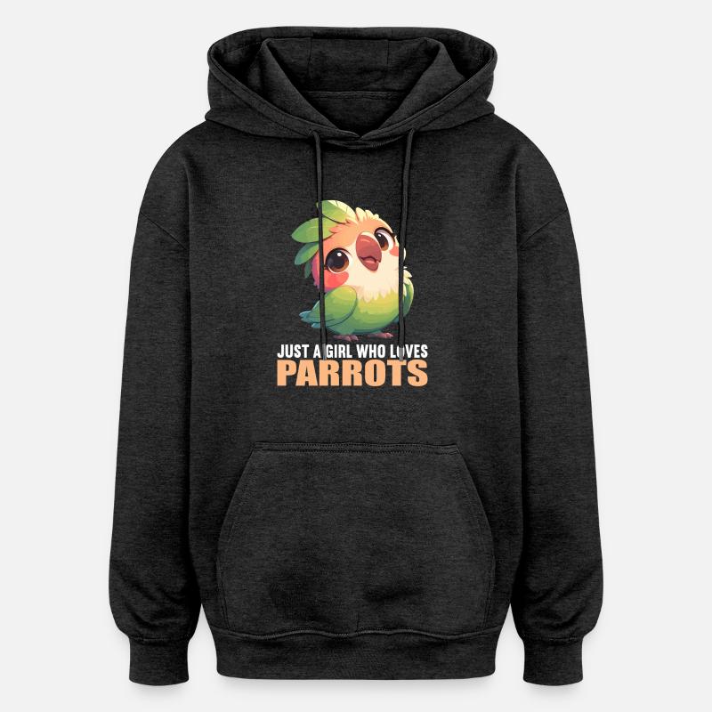 Perroquet Perroquet Perroquet - Sweat à capuche oversize unisexe - charbon