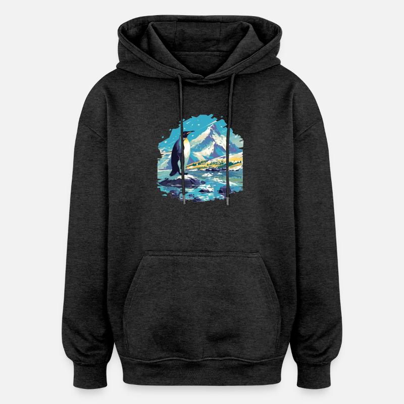 Pingouins Pingouin - Sweat à capuche oversize unisexe - charbon
