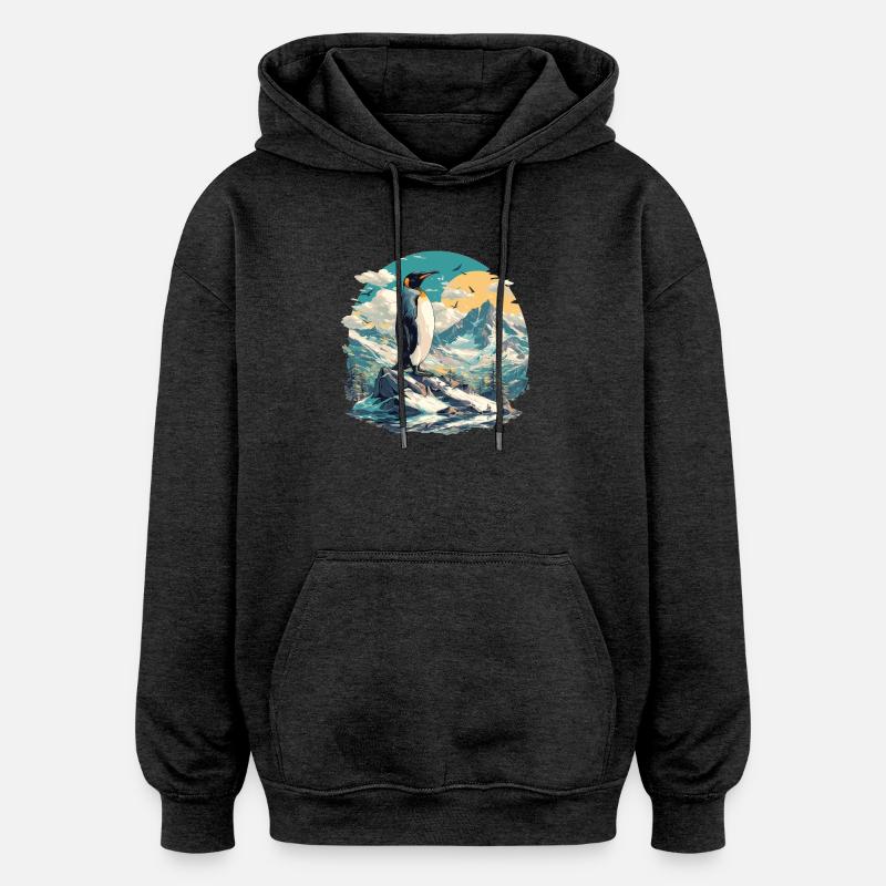 Pingouins Pingouin - Sweat à capuche oversize unisexe - charbon