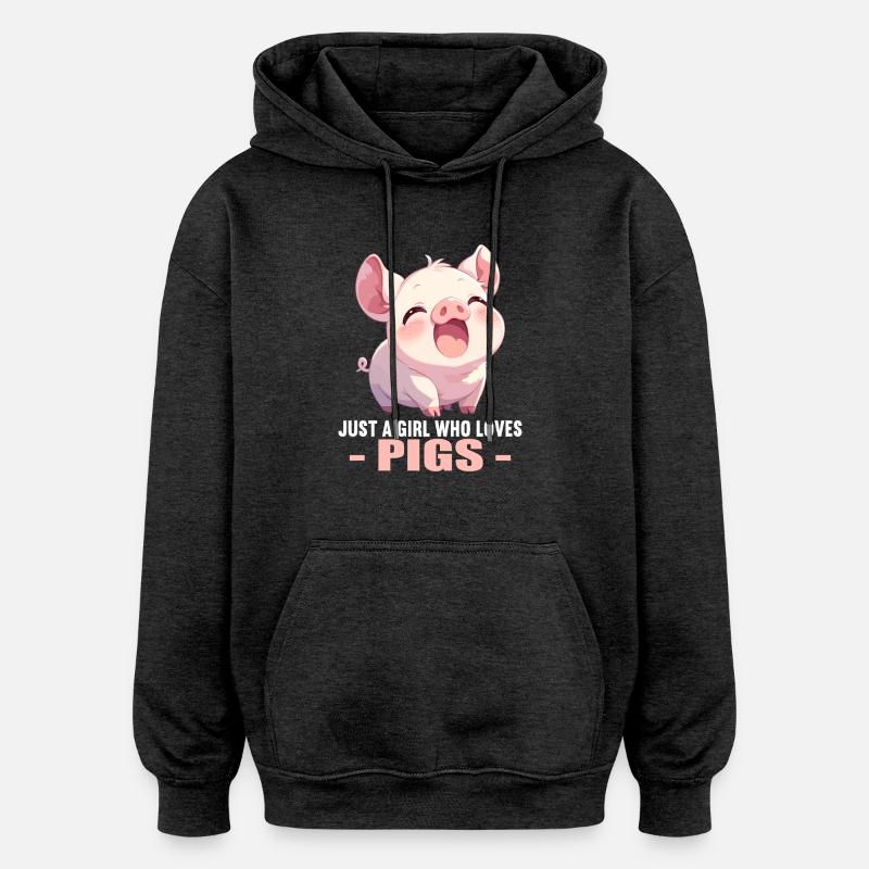 Cochon Cochon - Sweat à capuche oversize unisexe - charbon