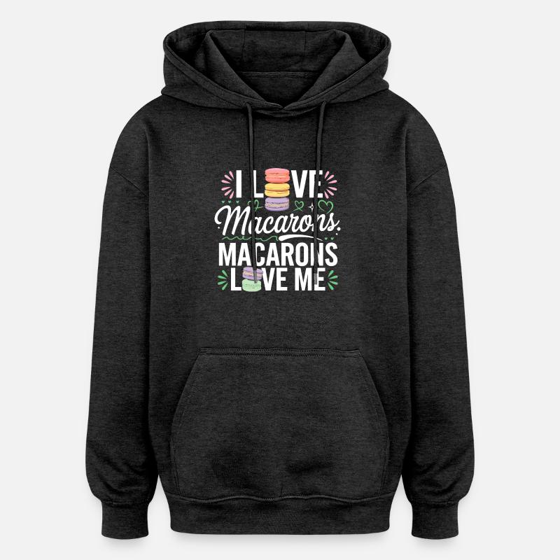 Les macarons, c’est l’amour - Sweat à capuche oversize unisexe - charbon