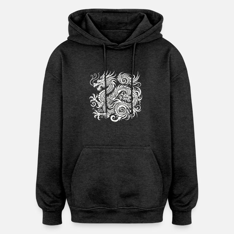 Dragon Chine - Sweat à capuche oversize unisexe - charbon