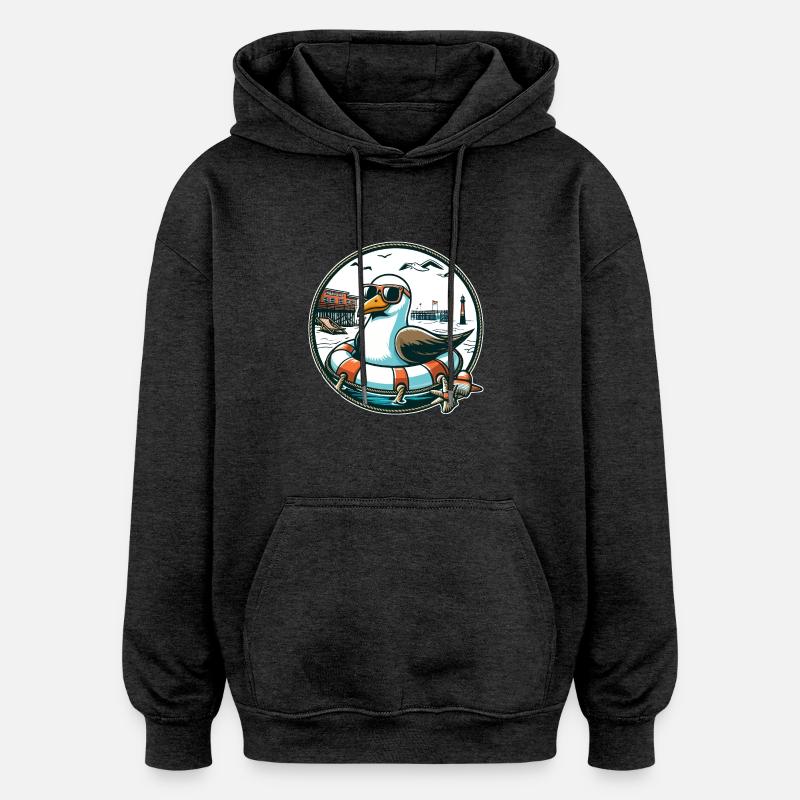 Möwe im Rettungsring - Oversized Unisex Hoodie - Anthrazit