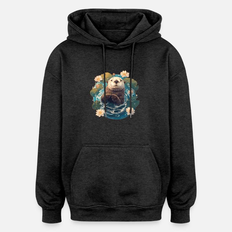 Loutre de mer - Sweat à capuche oversize unisexe - charbon