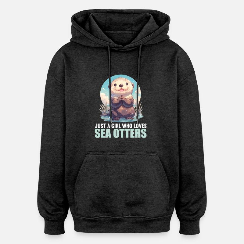 Loutre de mer - Sweat à capuche oversize unisexe - charbon