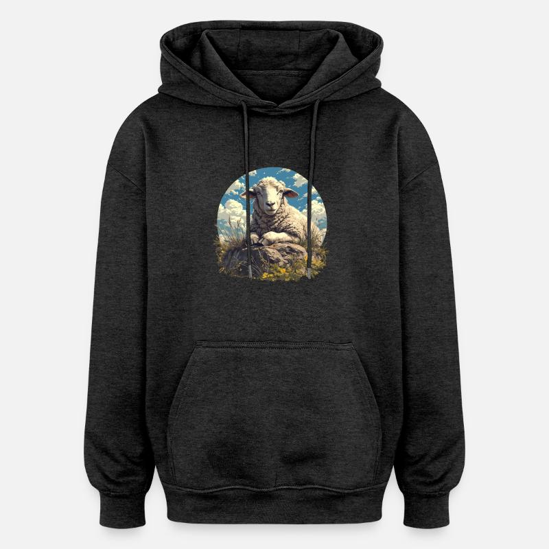 Mouton Mouton - Sweat à capuche oversize unisexe - charbon