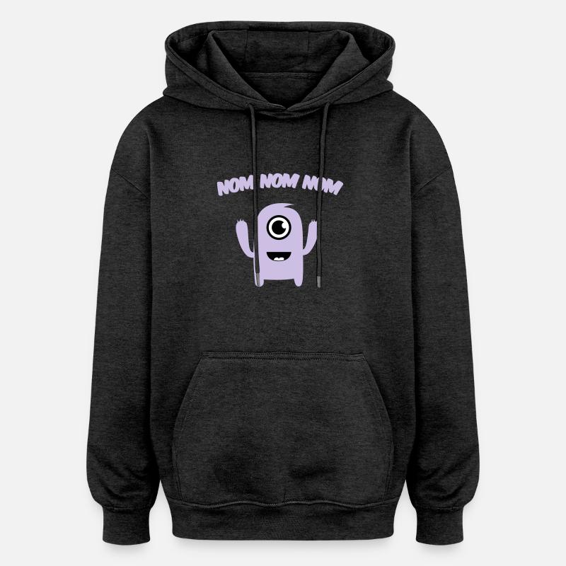 Nom Nom Nom Monstre - Sweat à capuche oversize unisexe - charbon