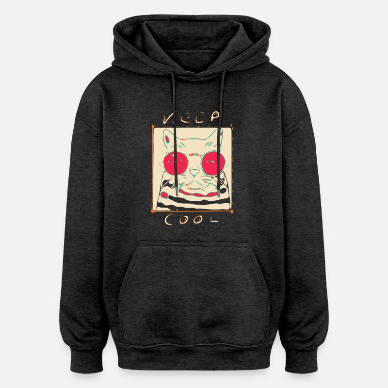 Cool Cat - Sweat à capuche oversize unisexe - charbon