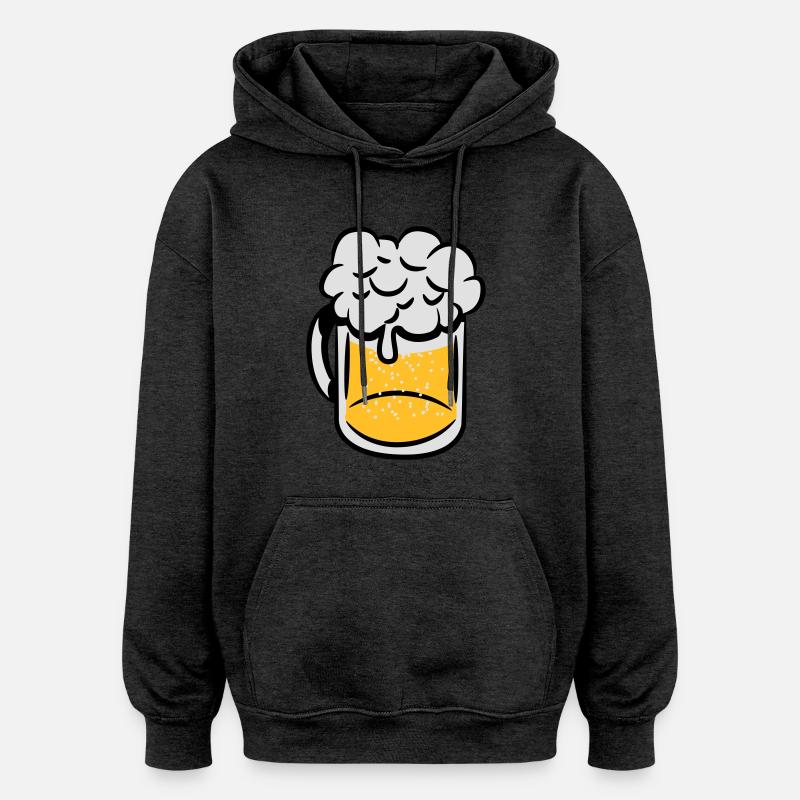 Beer drinking handle - Oversized Unisex Hoodie - charcoal grey