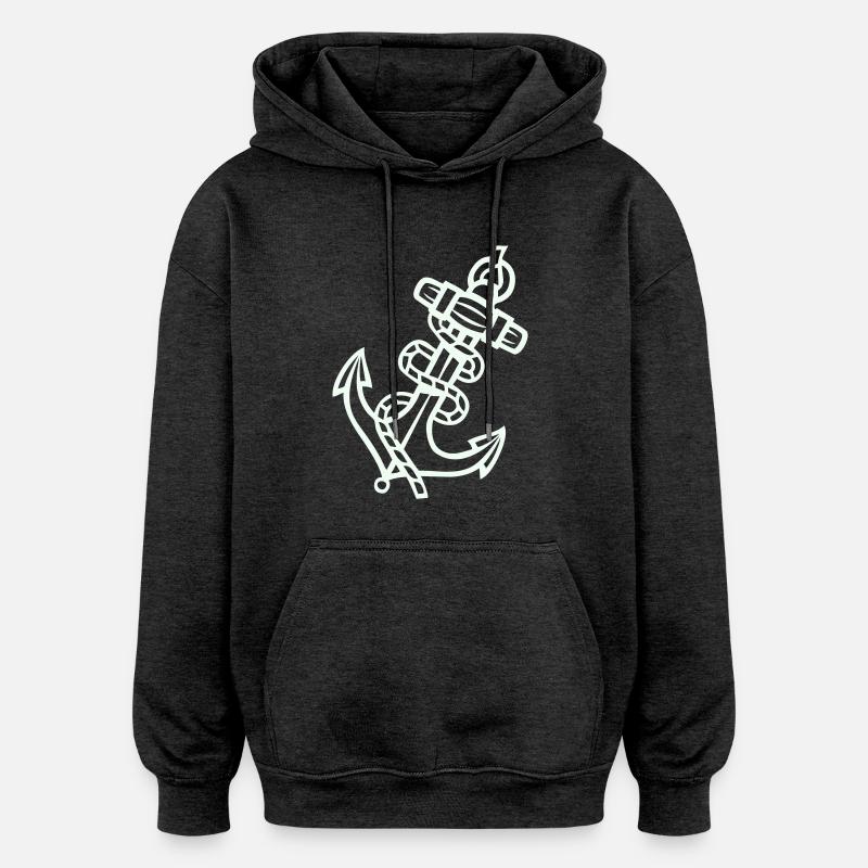 Icône d’ancre - Sweat à capuche oversize unisexe - charbon
