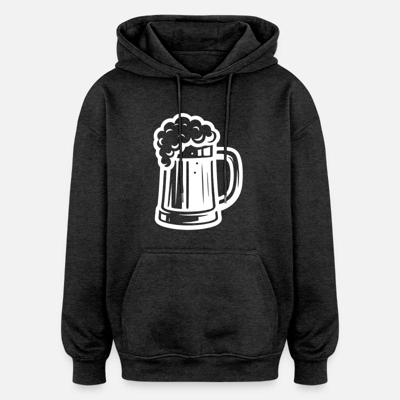 Verre à bière symbole bière - Sweat à capuche oversize unisexe - charbon