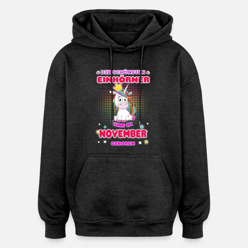 November Einhorn - Oversized Unisex Hoodie - Anthrazit