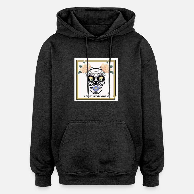 Skull White 2 - Oversized Unisex Hoodie - charcoal grey