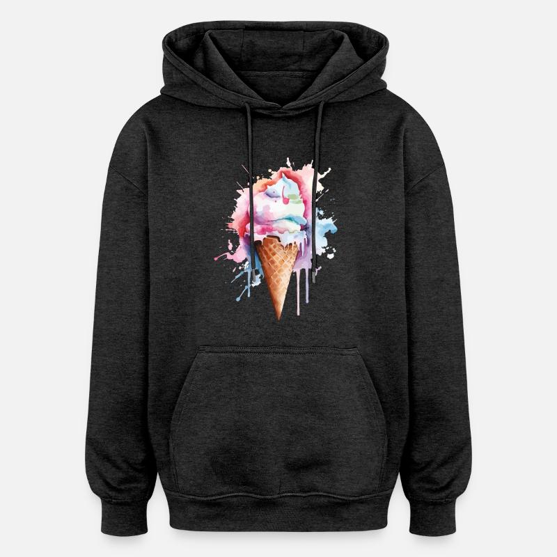 Crème glacée Crème glacée - Sweat à capuche oversize unisexe - charbon