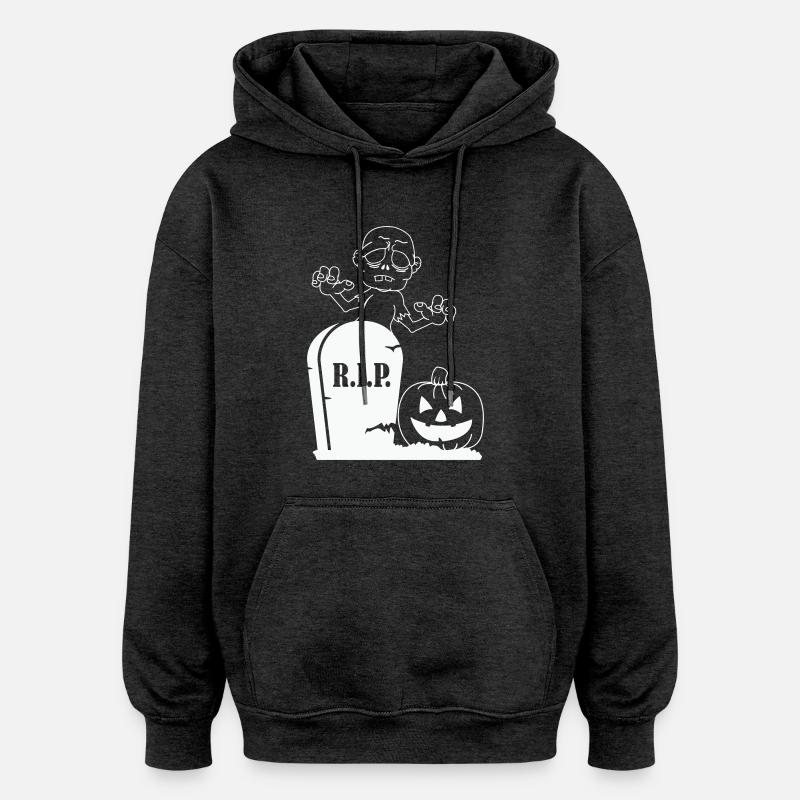 Rip Citrouille Zombie - Sweat à capuche oversize unisexe - charbon