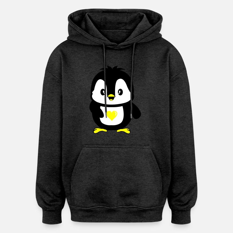 Pingouin mignon - Sweat à capuche oversize unisexe - charbon
