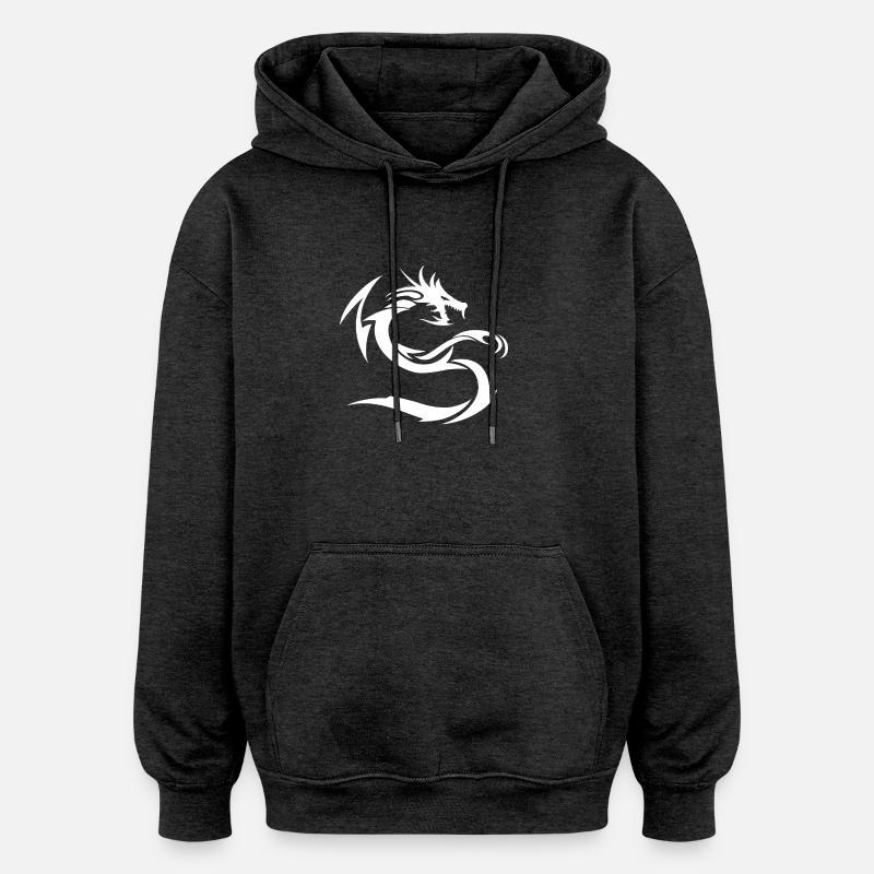 Neige Dragon Blanc - Sweat à capuche oversize unisexe - charbon