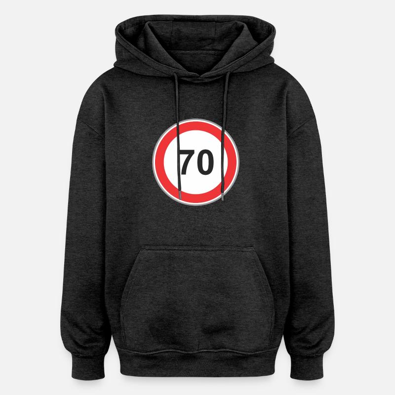 Panneau routier 70 - Sweat à capuche oversize unisexe - charbon