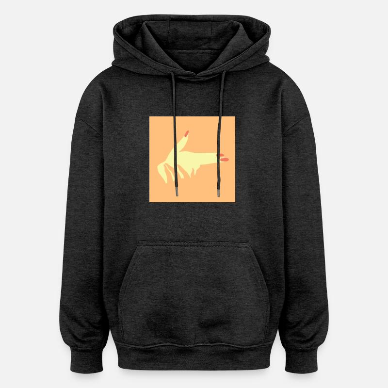 illustration main - Sweat à capuche oversize unisexe - charbon
