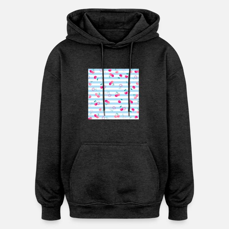 Kirsche Muster motif cerise - Sweat à capuche oversize unisexe - charbon