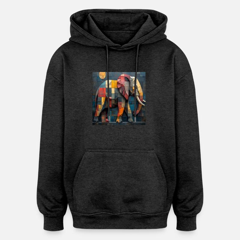 Éléphant - Sweat à capuche oversize unisexe - charbon