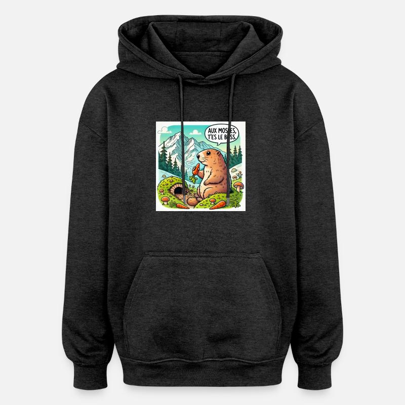 Marmotte des Mosses - Sweat à capuche oversize unisexe - charbon