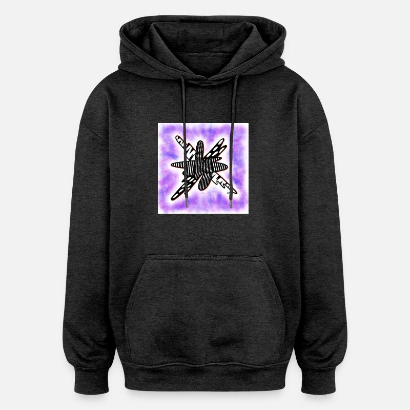 Creative patterned blob on violet - Oversized Unisex Hoodie - charcoal grey