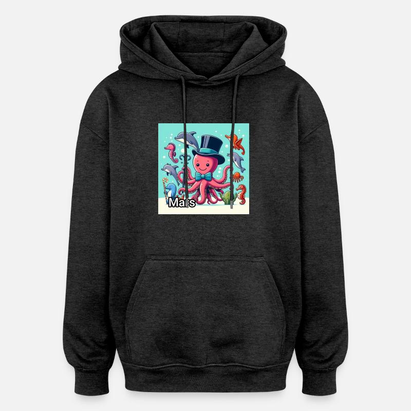 MARS - Sweat à capuche oversize unisexe - charbon