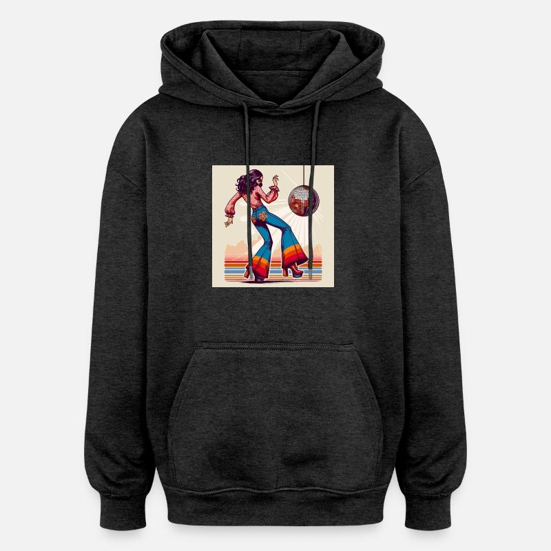 Discothèque rétro - Sweat à capuche oversize unisexe - charbon