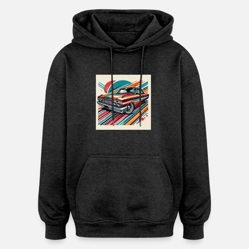 Voiture classique rétro - Sweat à capuche oversize unisexe - charbon