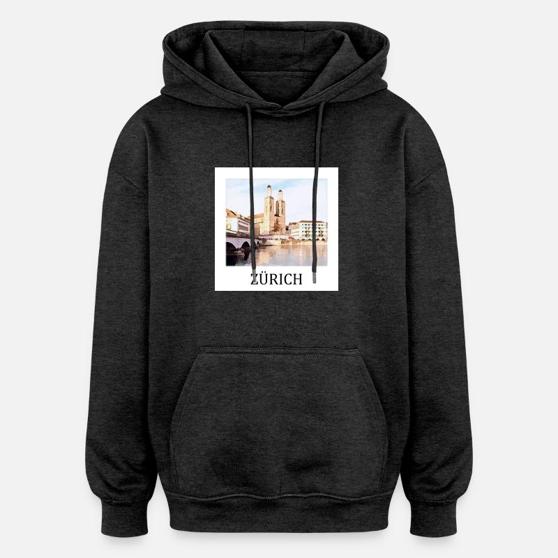 Zurich - Sweat à capuche oversize unisexe - charbon