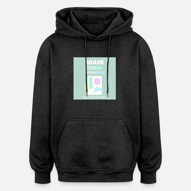 Miami, États-Unis, États-Unis - Sweat à capuche oversize unisexe - charbon