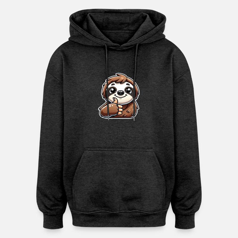 Conception de paresseux drôle - Sweat à capuche oversize unisexe - charbon