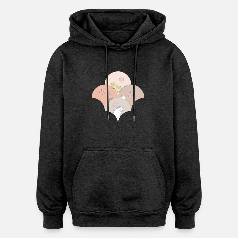 Chaton Kawaii - Sweat à capuche oversize unisexe - charbon