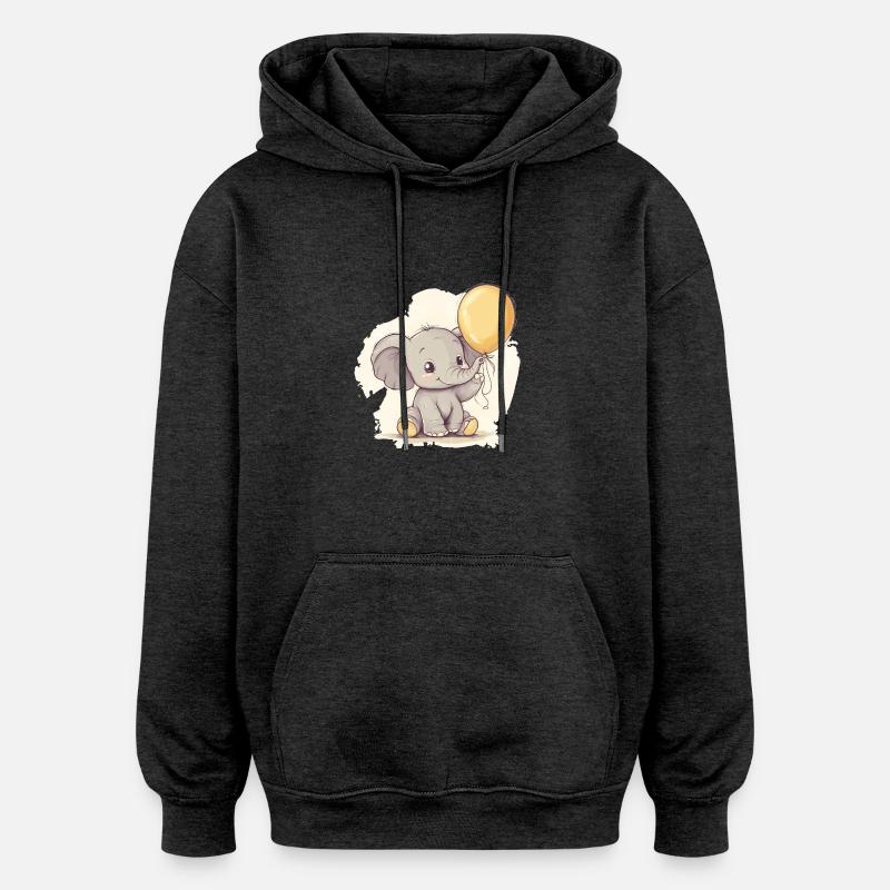 Bébé éléphant - Sweat à capuche oversize unisexe - charbon
