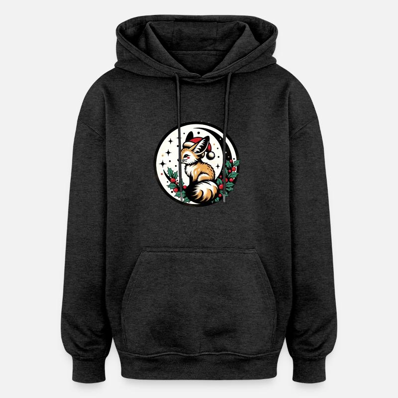 Yule Fox - Oversized Unisex Hoodie - charcoal grey