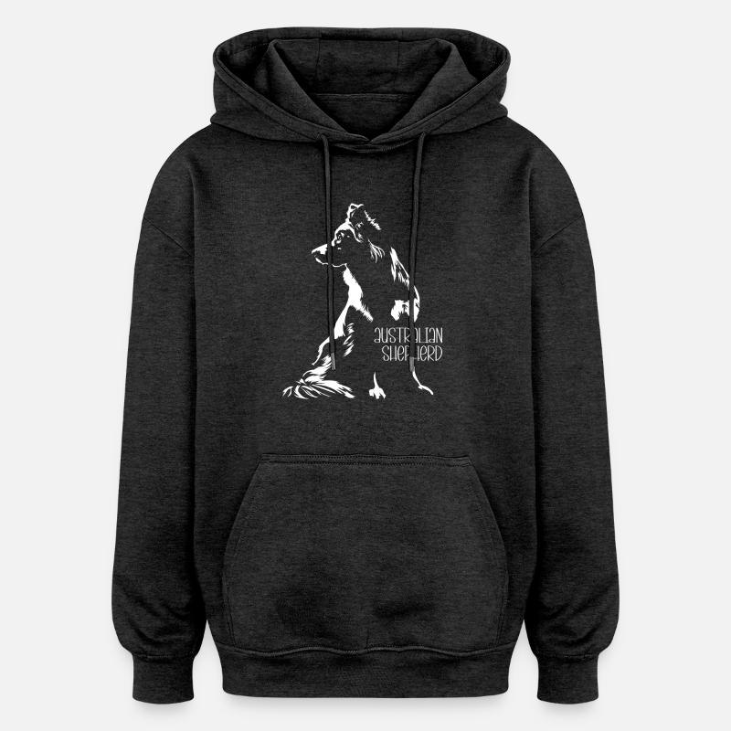 Australian Shepherd Silhouette Aussie Wilsigns - Oversized Unisex Hoodie - Anthrazit