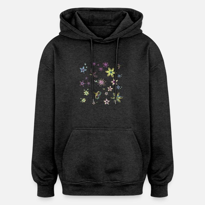 Blumen und Schmetterlinge - Oversized Unisex Hoodie - Anthrazit