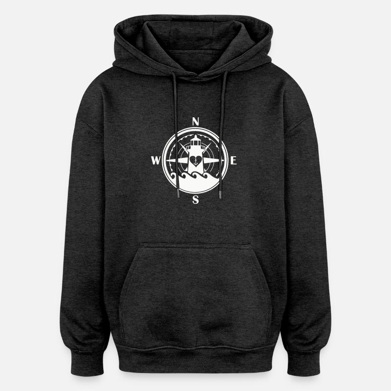 Boussole Ancre Phare - Sweat à capuche oversize unisexe - charbon