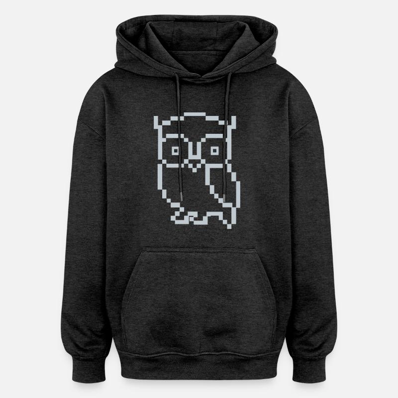 Hibou Pixel - Sweat à capuche oversize unisexe - charbon