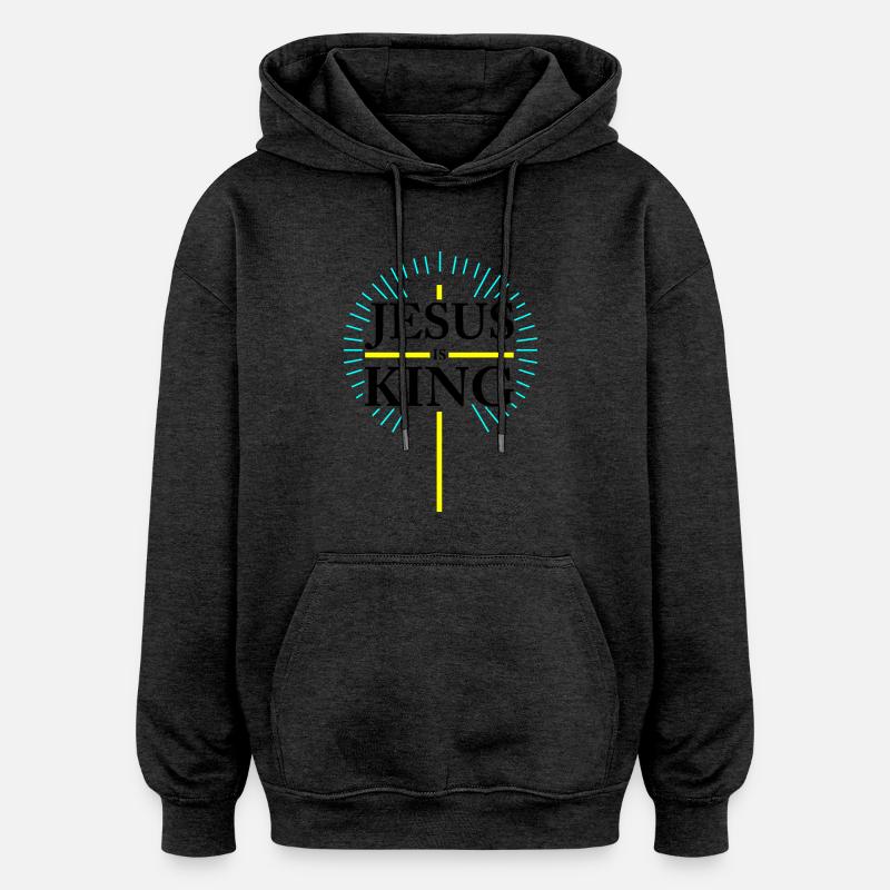 Jésus est Roi - Sweat à capuche oversize unisexe - charbon