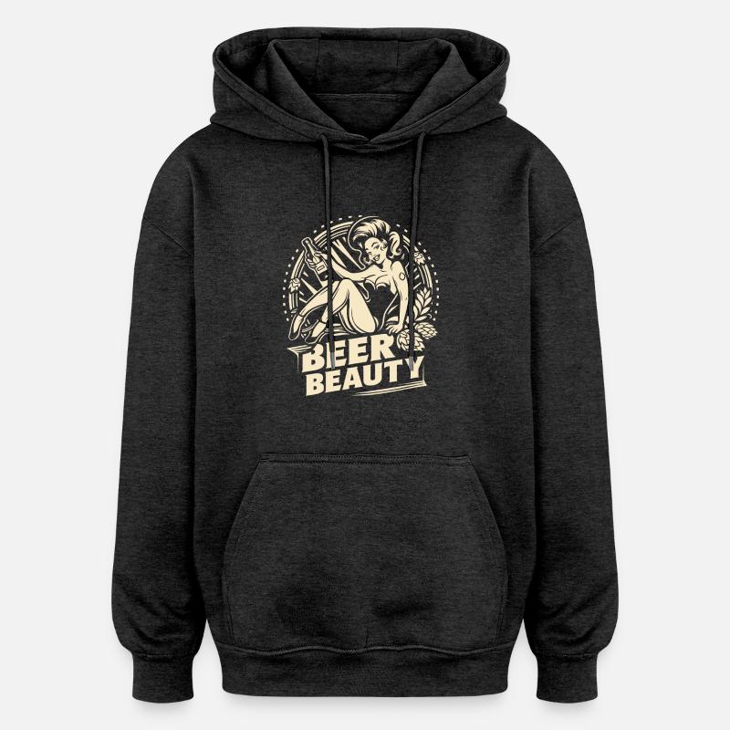 Beauté de la bière - Sweat à capuche oversize unisexe - charbon